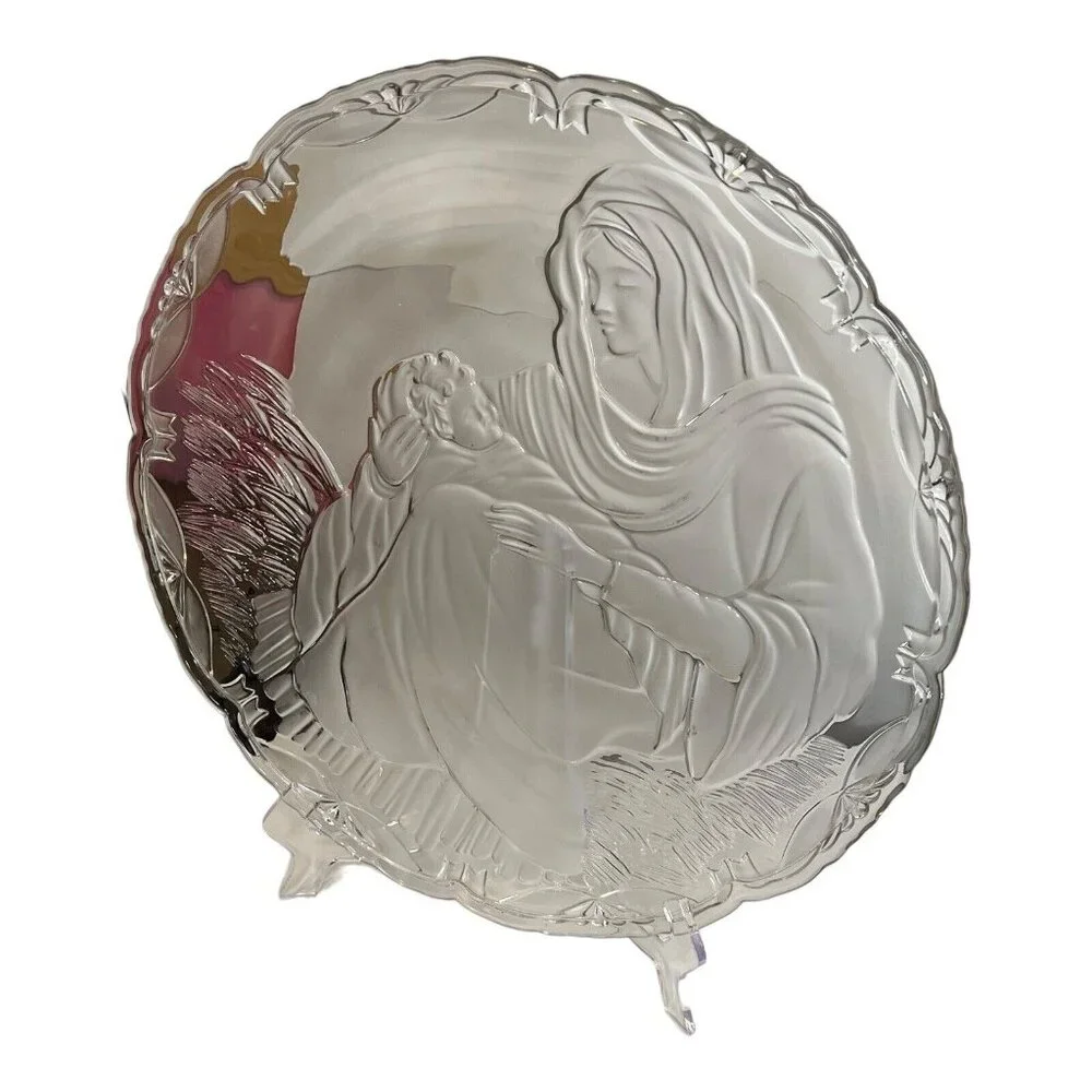Mikasa Madonna & Child Frosted Display‎ Serving Platter Christmas Religious READ